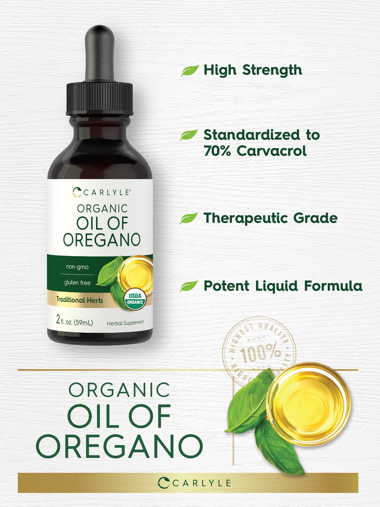 Foto 4 pulgar | Suplemento Carlyle de Aceite Orgánico de Orégano 60 Ml - Venta Internacional