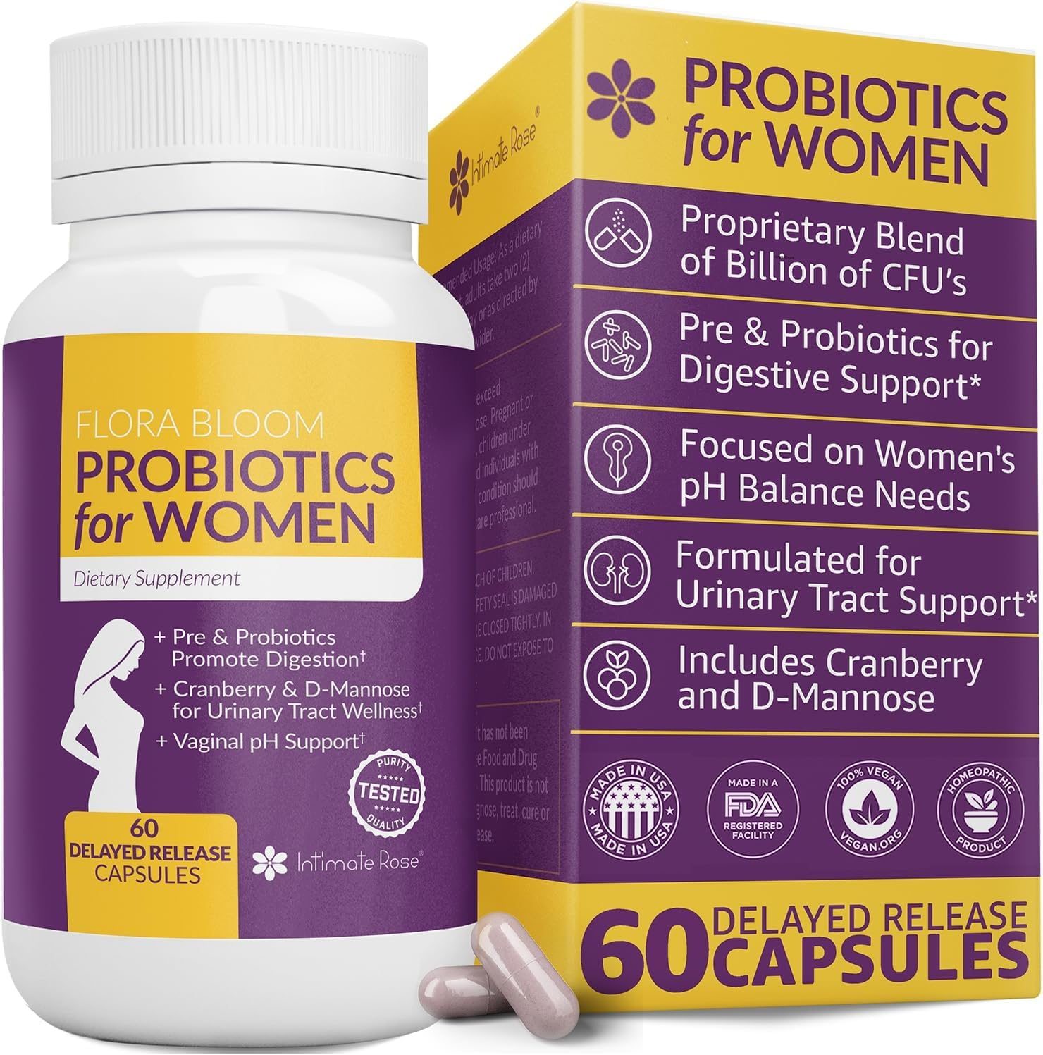 Suplemento Probiótico Intimate Rose Women's Health 60 Cápsulas - Venta Internacional