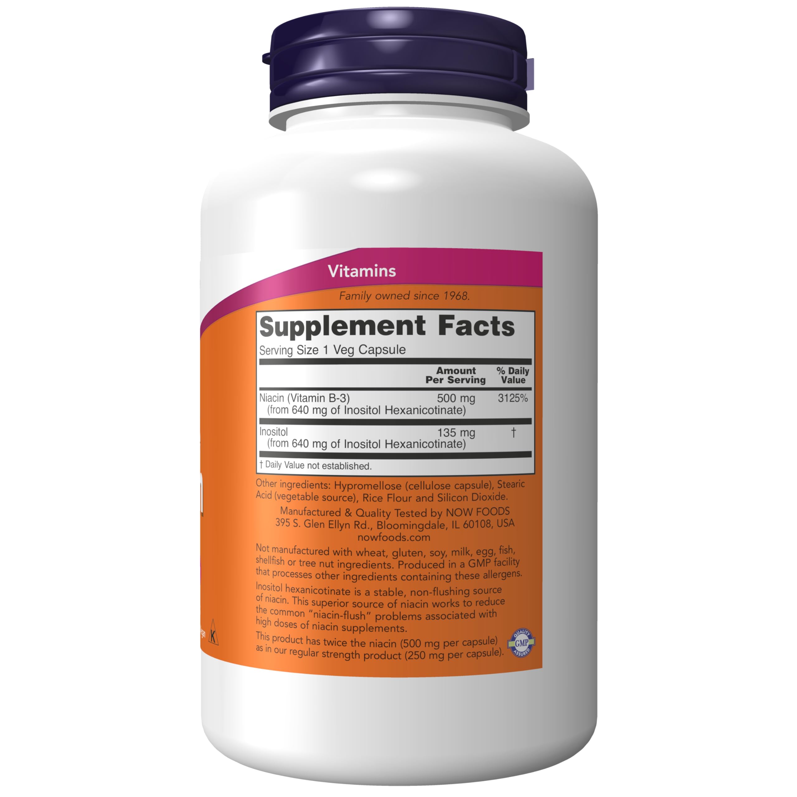 Foto 3 pulgar | Suplemento Now Niacina Vitamina B-3 500 mg de Doble Concentración - Venta Internacional