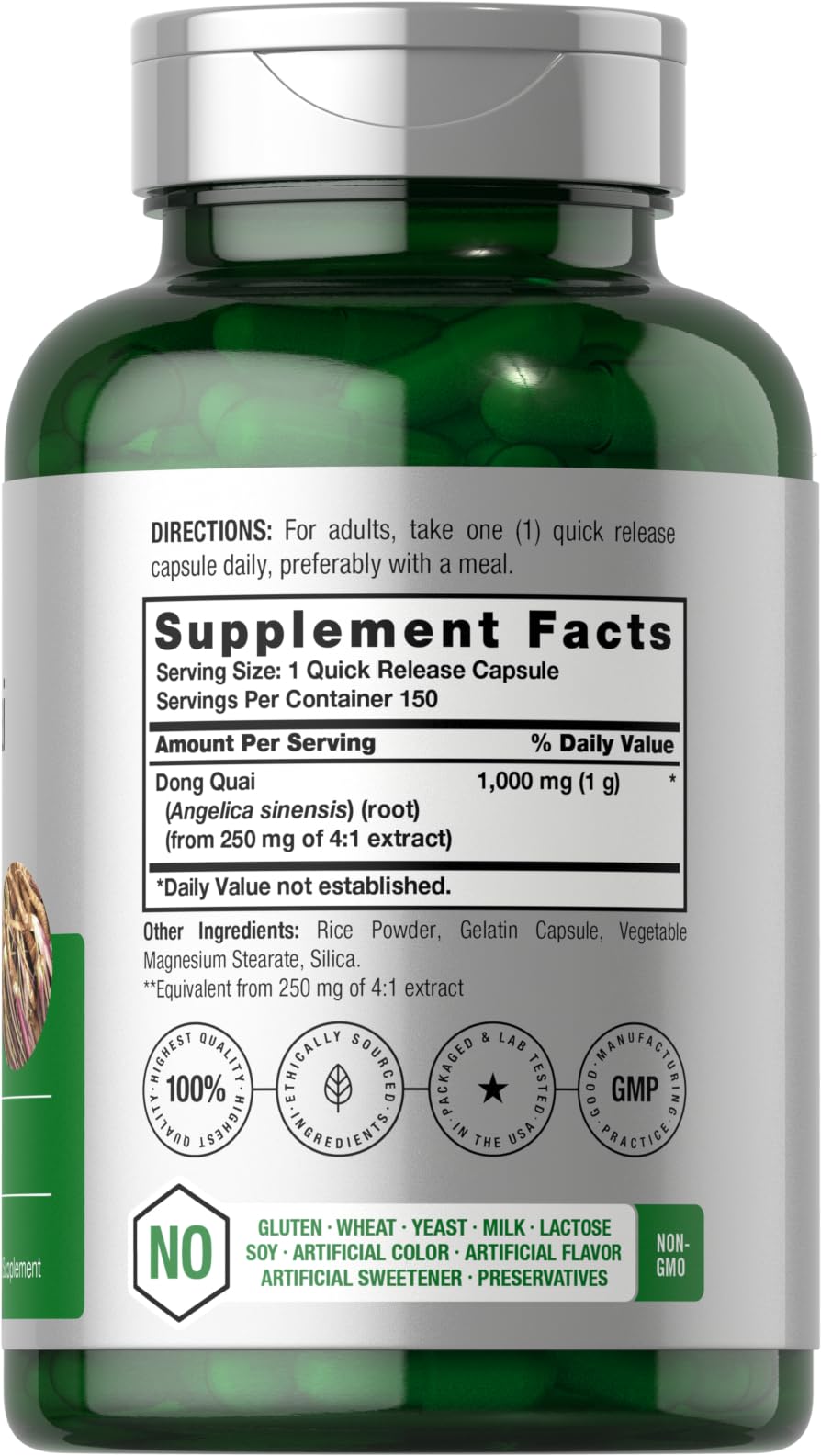 Foto 3 pulgar | Suplemento Horbaach Dong Quai Cápsulas de 1000 mg 150 Unidades - Venta Internacional
