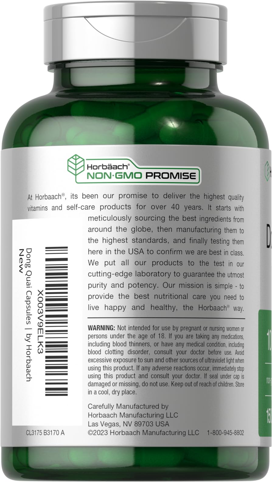 Foto 4 pulgar | Suplemento Horbaach Dong Quai Cápsulas de 1000 mg 150 Unidades - Venta Internacional