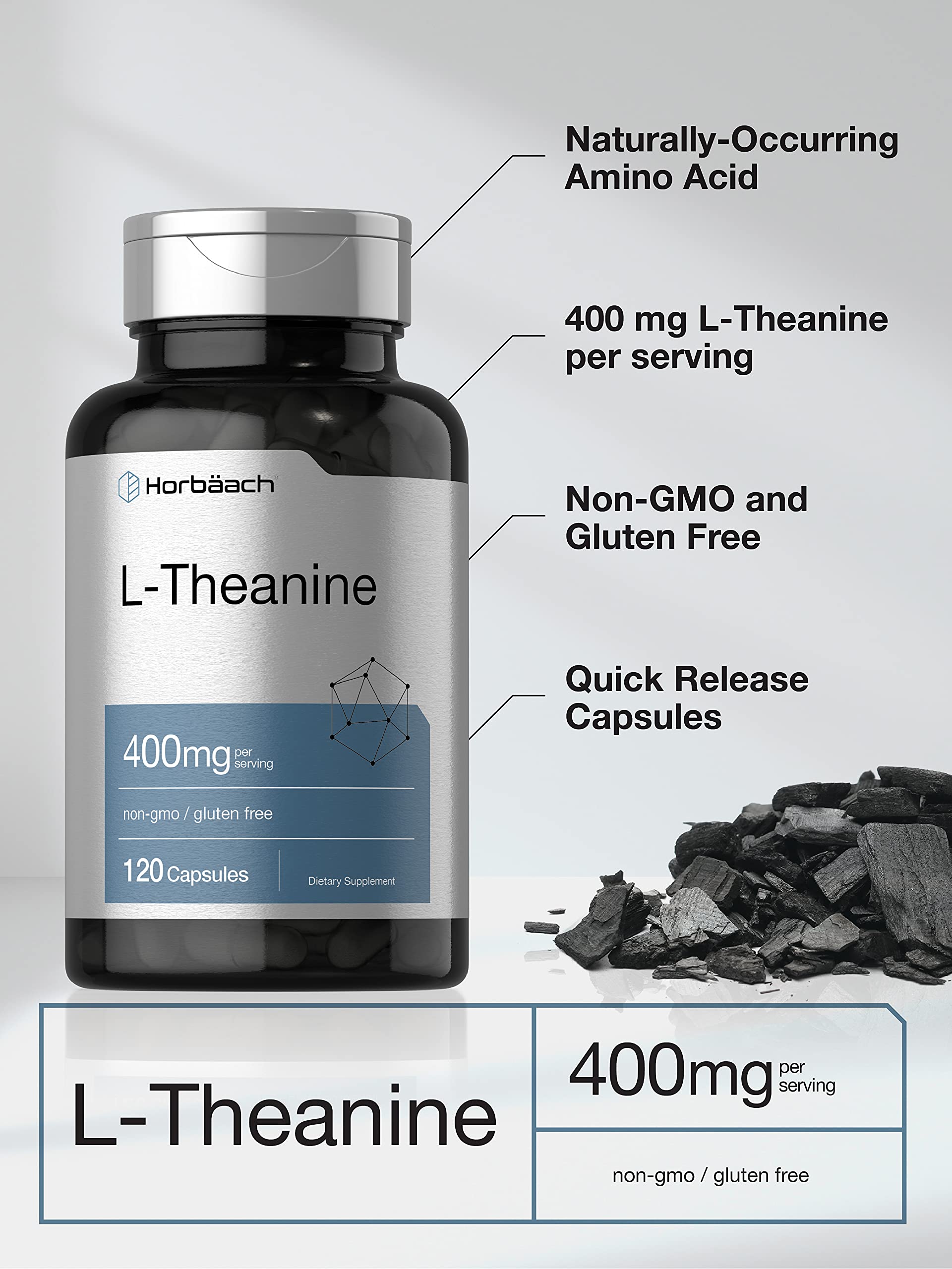 Foto 3 | Suplemento Horbäach L-theanina 400 mg 120 Cápsulas - Venta Internacional