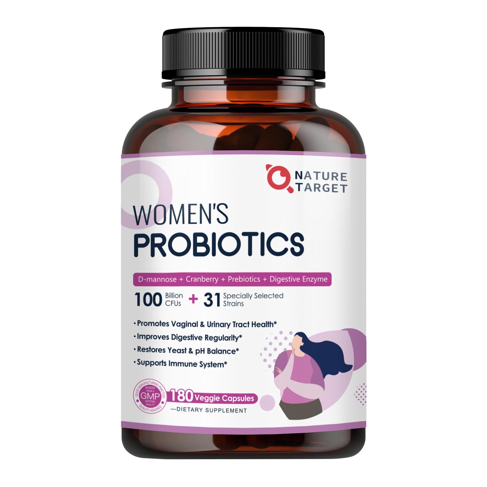 Foto 2 pulgar | Probióticos Nature Target Digestive Health 100 g de CFUs 180 Cápsulas - Venta Internacional