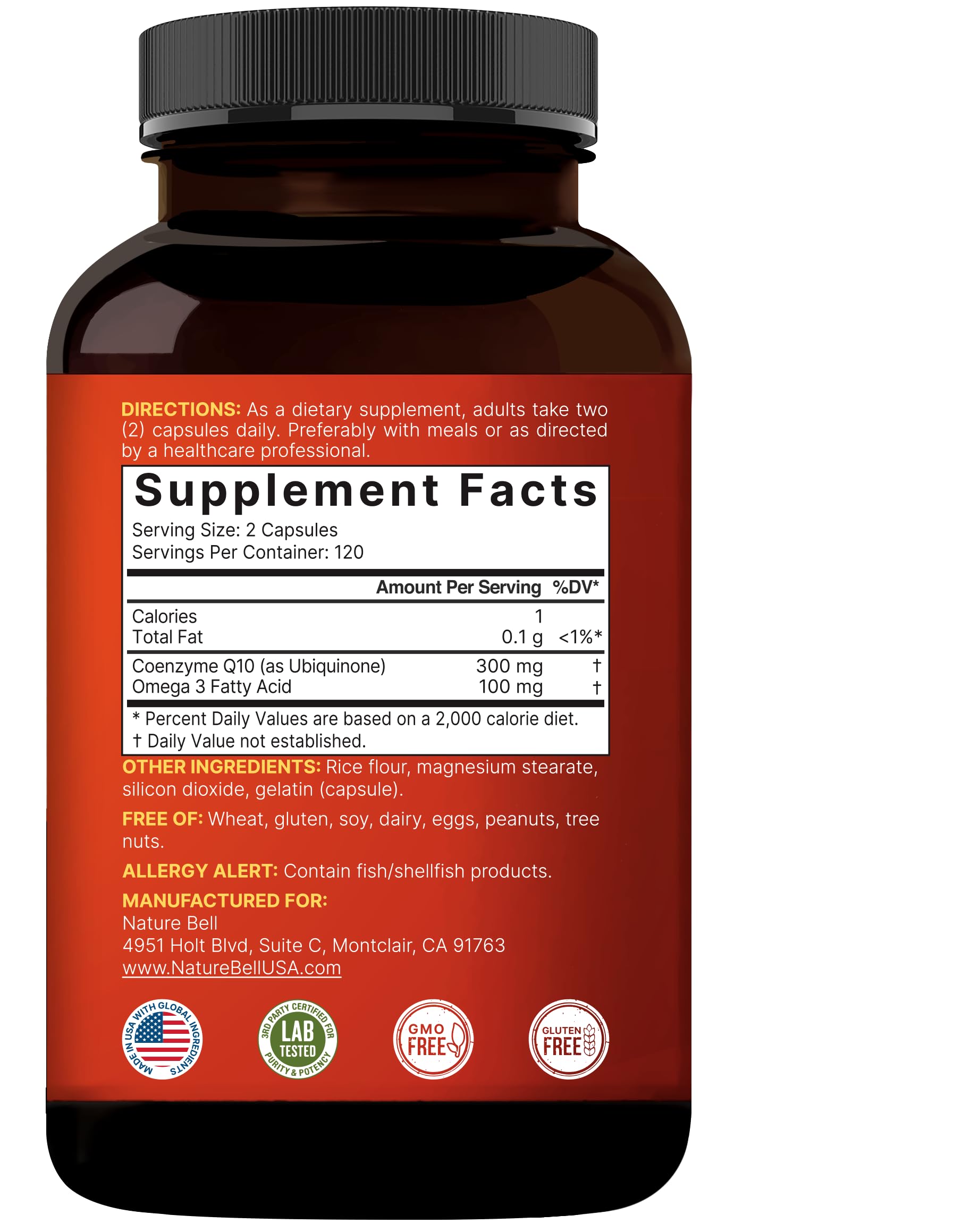 Foto 8 pulgar | Suplemento Naturebell Coq10 Ubiquinona 300 mg con Omega-3 - Venta Internacional