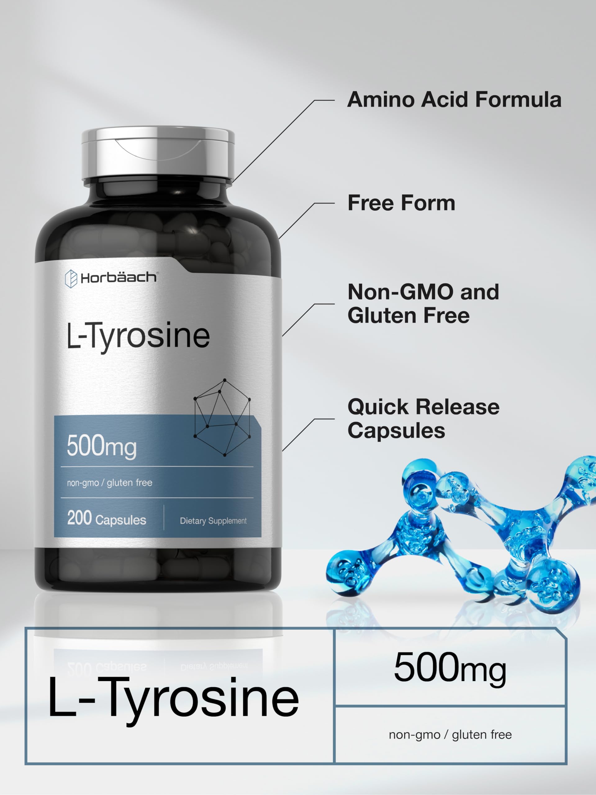 Foto 4 | Suplemento Cápsulas de Horbäach de L-tirosina 500 Mg - Venta Internacional