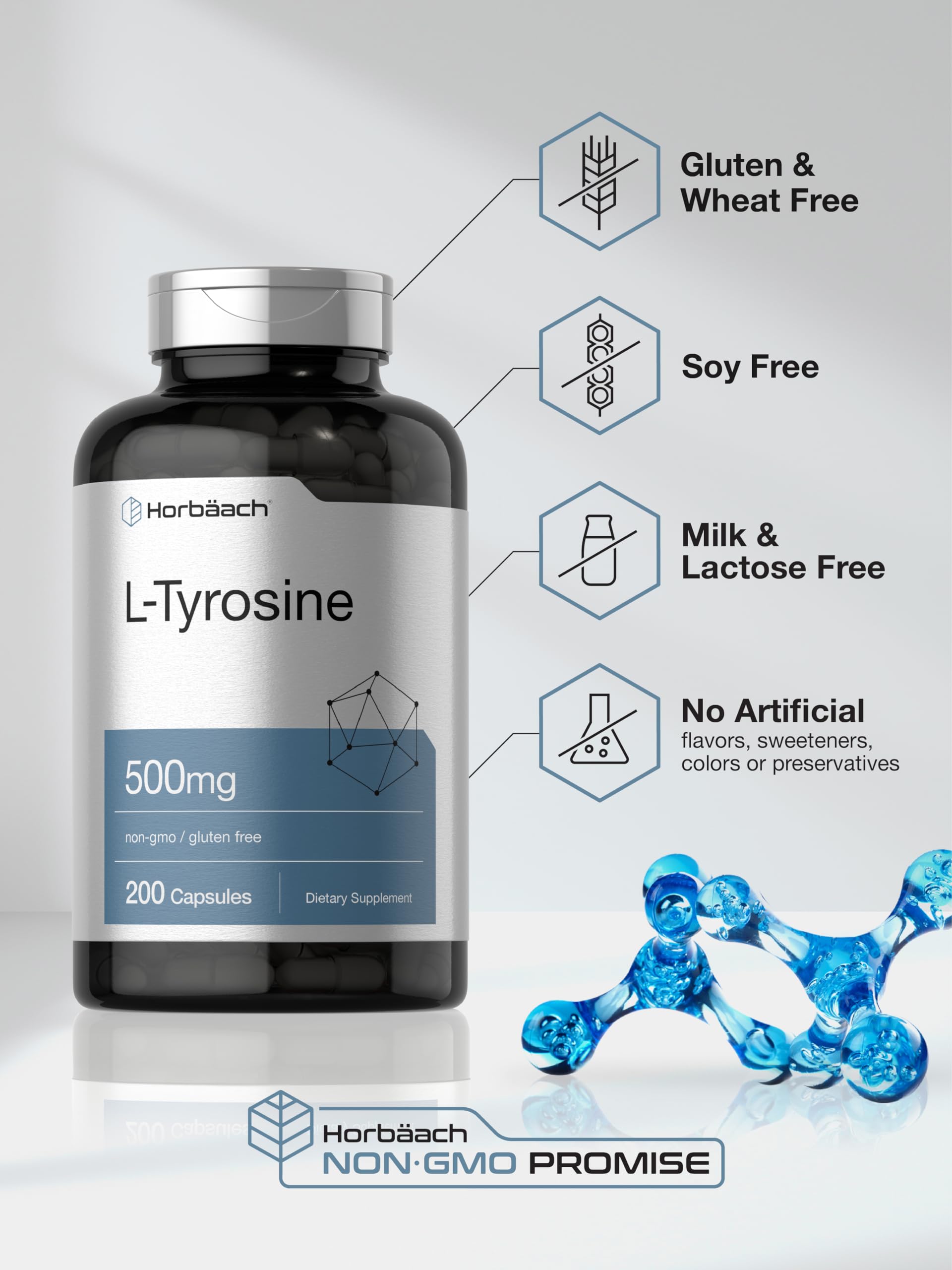 Foto 5 | Suplemento Cápsulas de Horbäach de L-tirosina 500 Mg - Venta Internacional