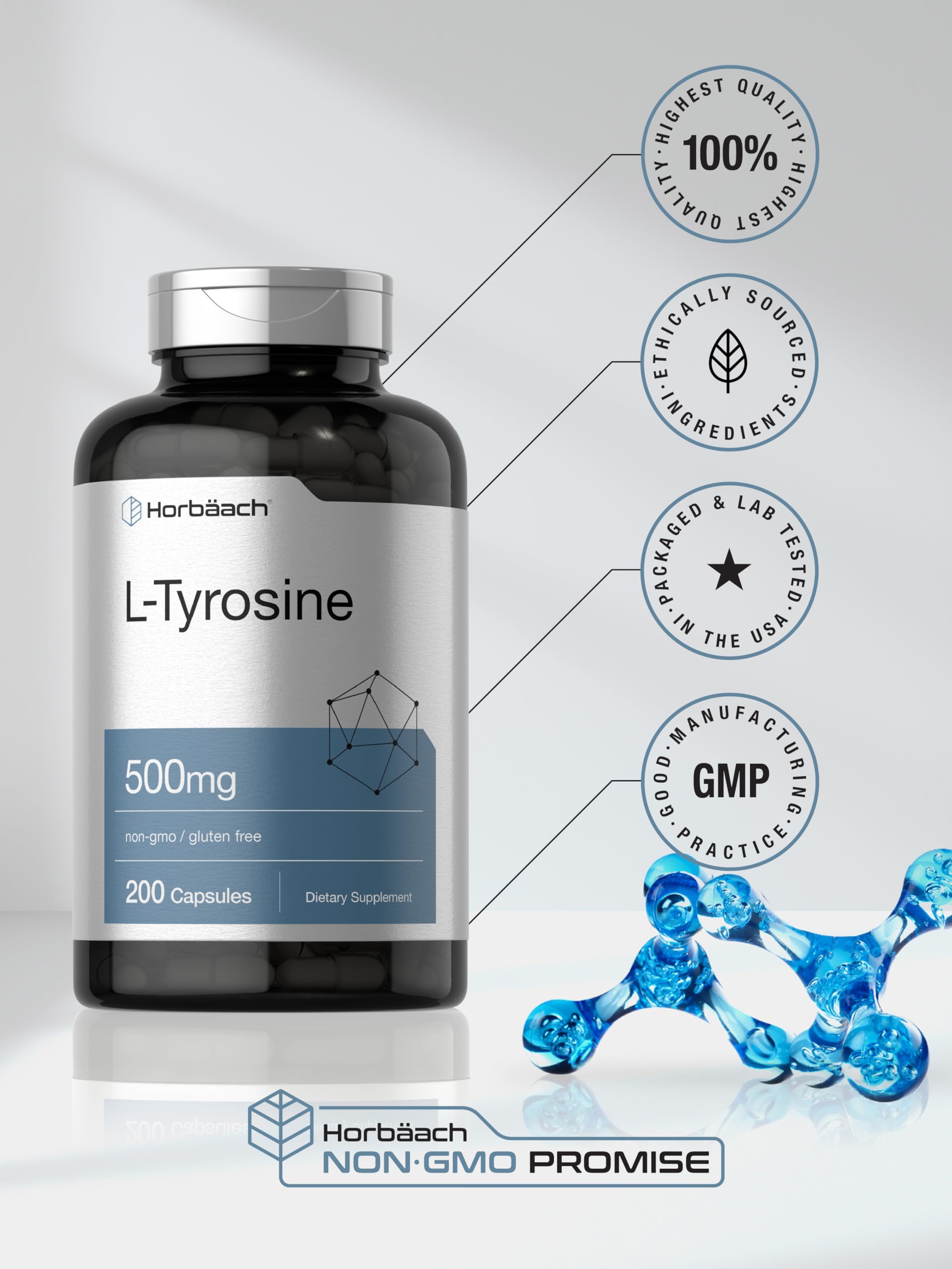 Foto 7 pulgar | Suplemento Cápsulas de Horbäach de L-tirosina 500 Mg - Venta Internacional