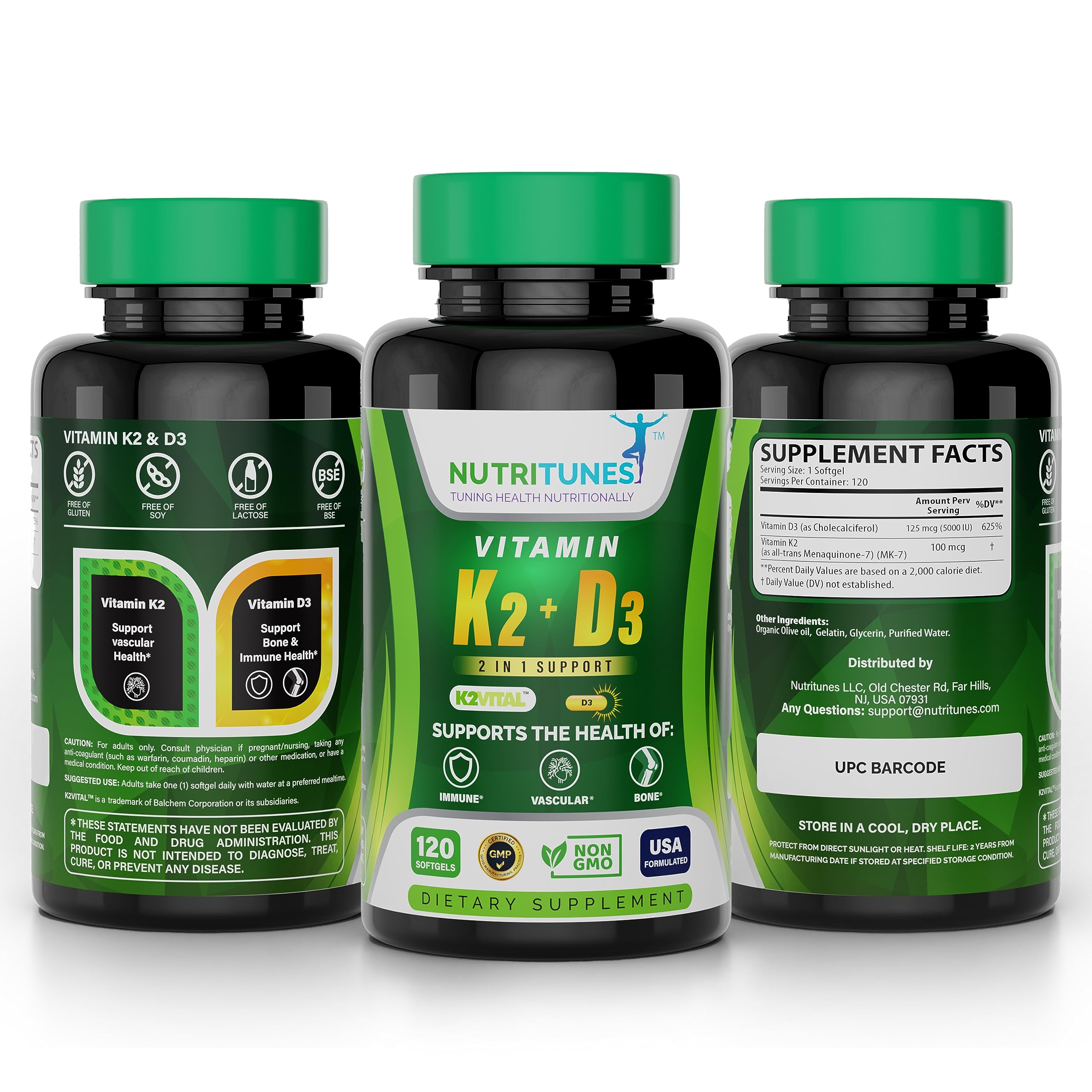 Foto 8 pulgar | Suplemento Nutritunes de Vitamina K2 + D3 5000 Ui 120 Cápsulas - Venta Internacional