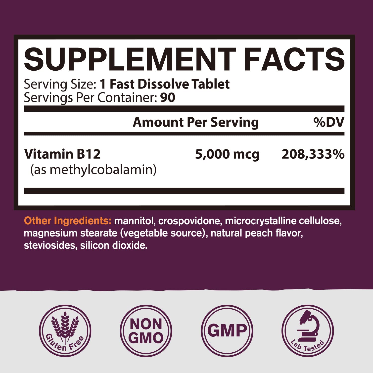 Foto 3 pulgar | Suplemento Vitacook Vitamina B12 Metilcobalamina 90 Tabletas - Venta Internacional
