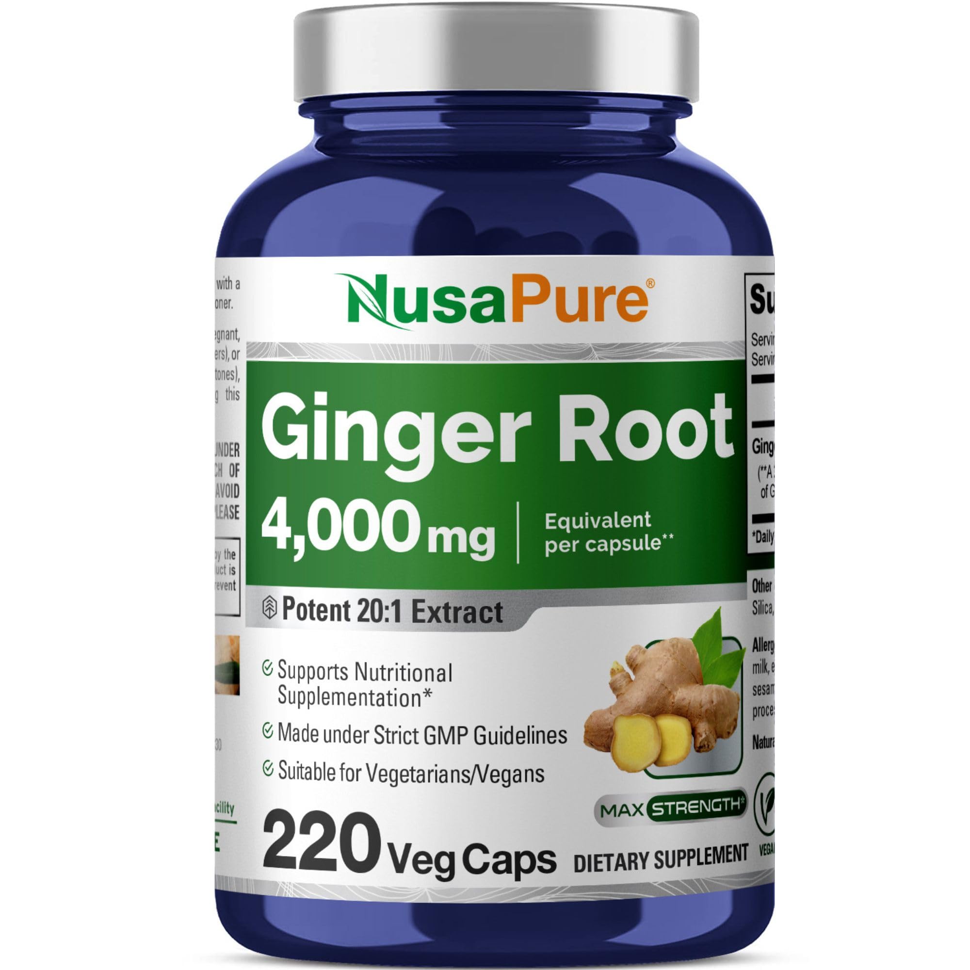 Foto 2 pulgar | Suplemento Nusapure Cápsulas de Raíz de Jengibre 4000 mg 220 Unidades - Venta Internacional