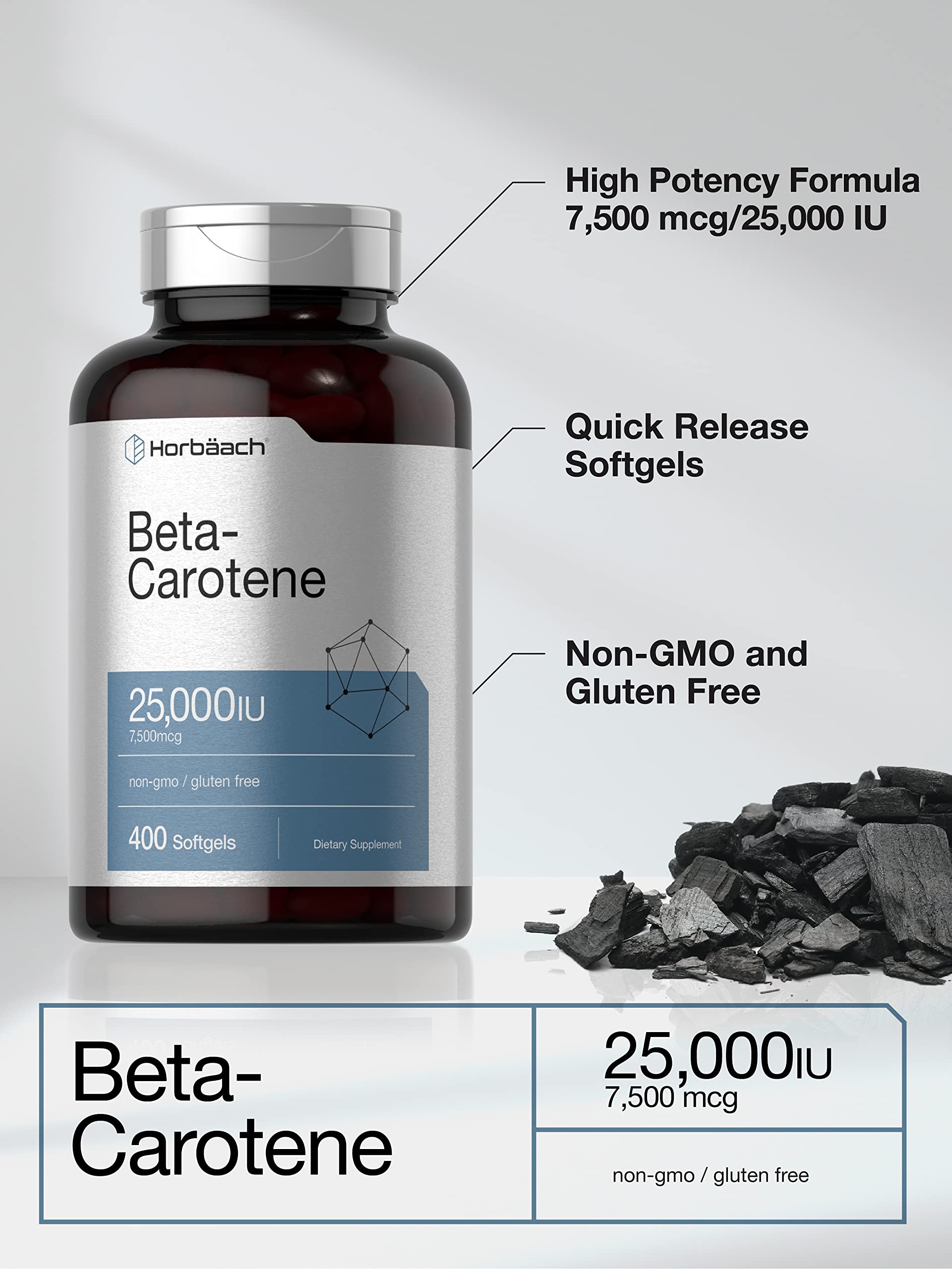 Foto 4 pulgar | Suplemento Horbäach Beta Caroteno 25 000 Ui 400 Softgels - Venta Internacional