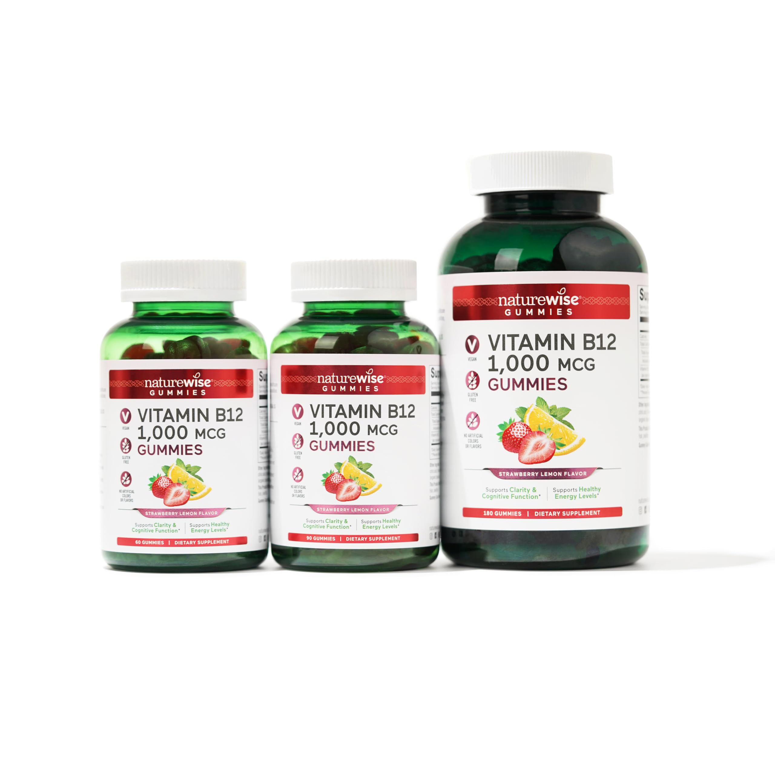 Foto 3 pulgar | Gomitas de Vitamina B12 Naturewise 1000 MCG Fresa y Limón - Venta Internacional