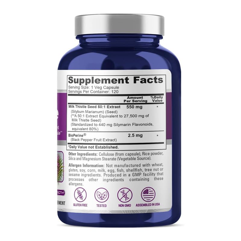 Foto 4 pulgar | Suplemento de Extracto de Cardo Mariano Nusapure 27.500 Mg 120 Cápsulas - Venta Internacional