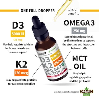 Foto 3 | Gotas Orgánicas Nusava Vitamina D3 K2 Omega 3 5000 Ui 2 Unidades - Venta Internacional