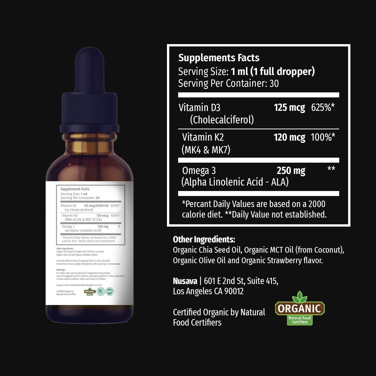 Foto 7 | Gotas Orgánicas Nusava Vitamina D3 K2 Omega 3 5000 Ui 2 Unidades - Venta Internacional