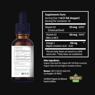 Foto 7 | Gotas Orgánicas Nusava Vitamina D3 K2 Omega 3 5000 Ui 2 Unidades - Venta Internacional
