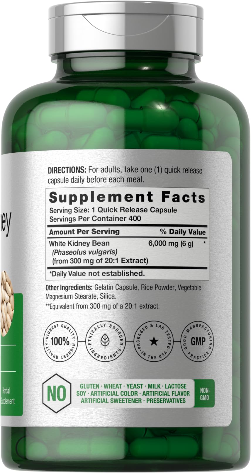 Foto 3 pulgar | Suplemento Horbaach Extracto de Alubia Blanca 6000 mg 400 Cápsulas - Venta Internacional