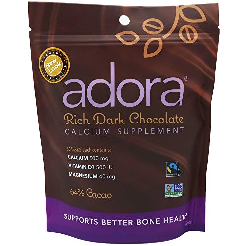 Suplemento de Calcio Adora Dark Chocolate 30 Discos - 500 mg - Venta Internacional