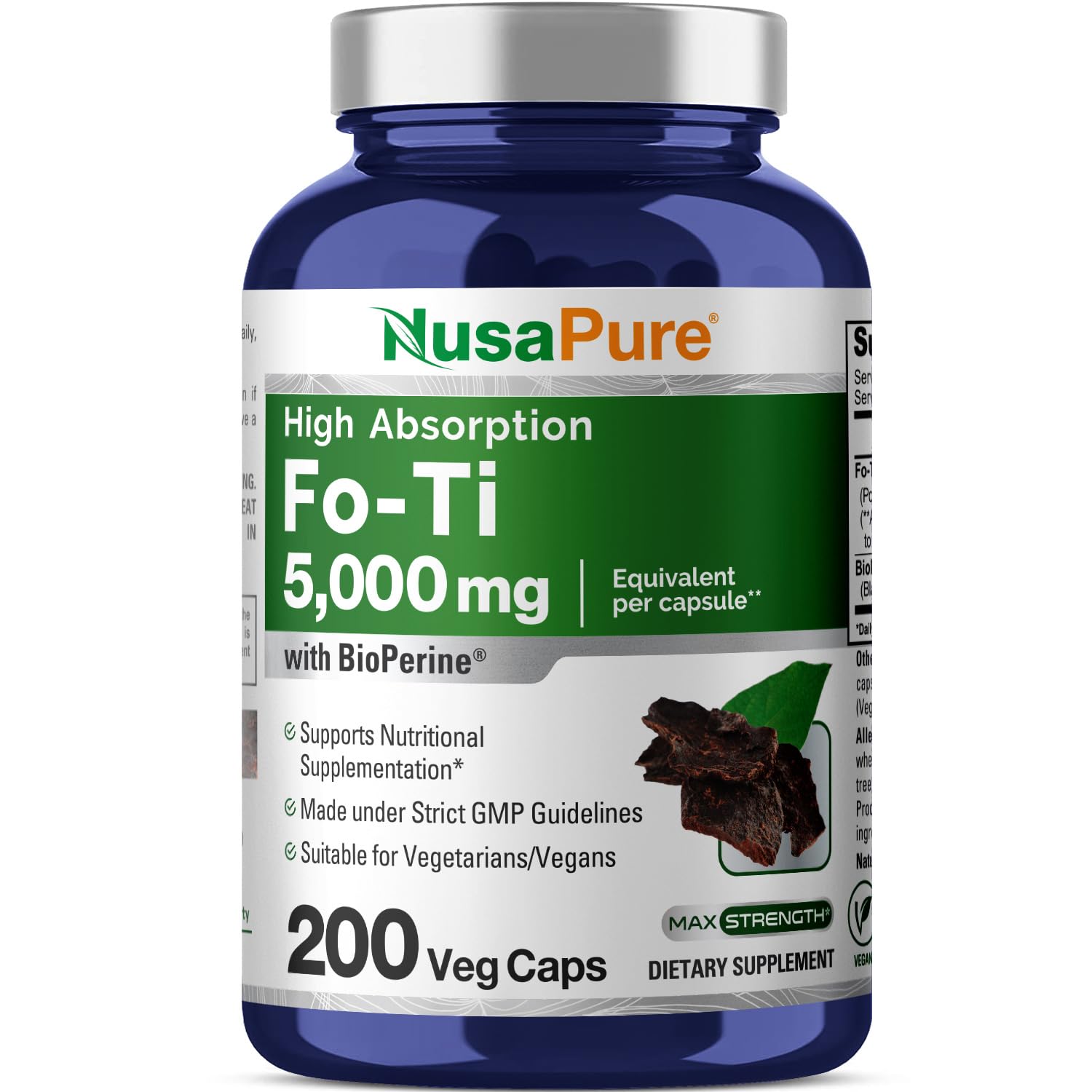 Foto 2 pulgar | Suplemento Nusapure Fo-ti de 5000 mg 200 Cápsulas Vegetarianas - Venta Internacional