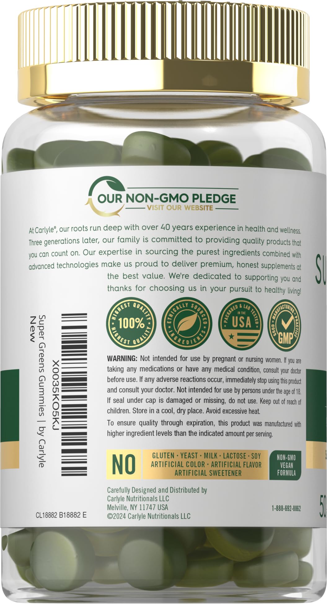 Foto 4 pulgar | Suplemento Carlyle Supergreens Gomies Veganas Sin Ogm Sin Gluten - Venta Internacional