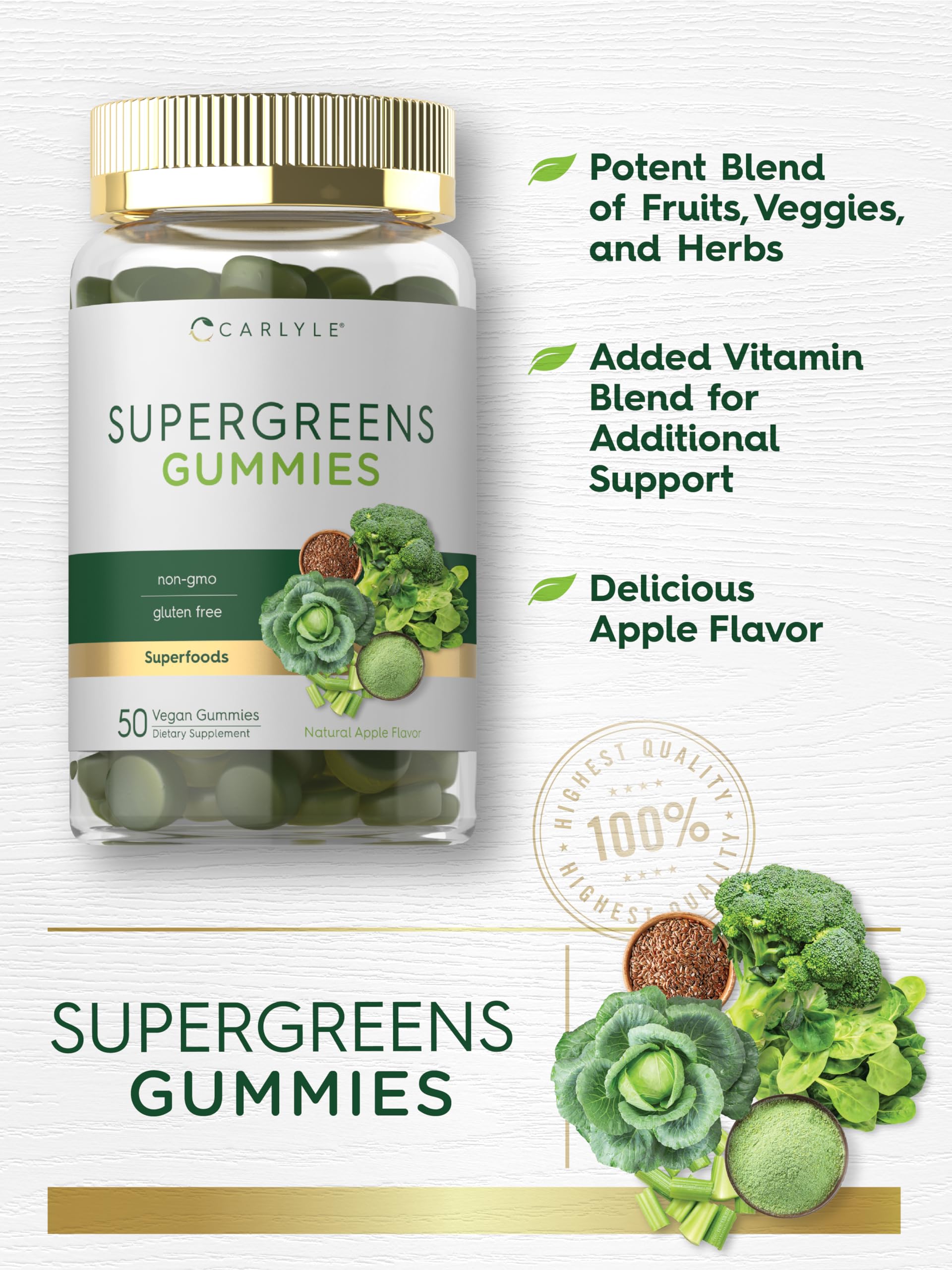 Foto 5 pulgar | Suplemento Carlyle Supergreens Gomies Veganas Sin Ogm Sin Gluten - Venta Internacional