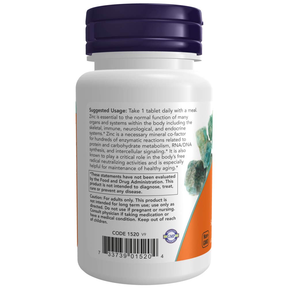 Foto 4 pulgar | Suplemento Now Gluconato de Zinc 50 mg 100 Comprimidos - Venta Internacional