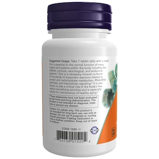 Foto 3 | Suplemento Now Gluconato de Zinc 50 mg 100 Comprimidos - Venta Internacional