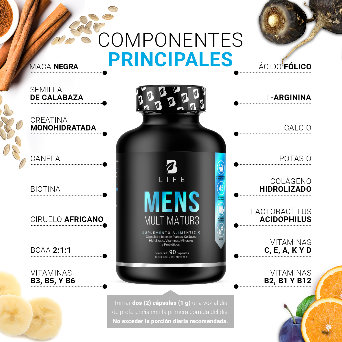Foto 3 | Multivitamínico Mens Mult Matur3 B Life. 90 Cápsulas