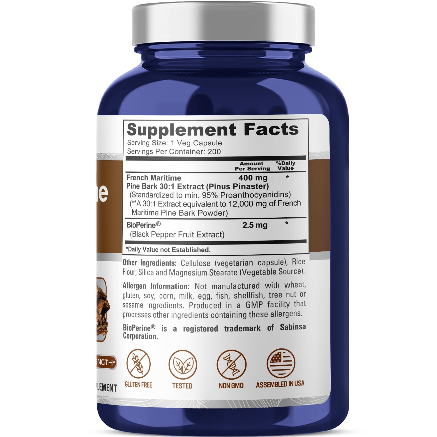 Foto 3 pulgar | Suplemento Nusapure Extracto de Corteza de Pino Marítimo Francés de 12000 mg - Venta Internacional
