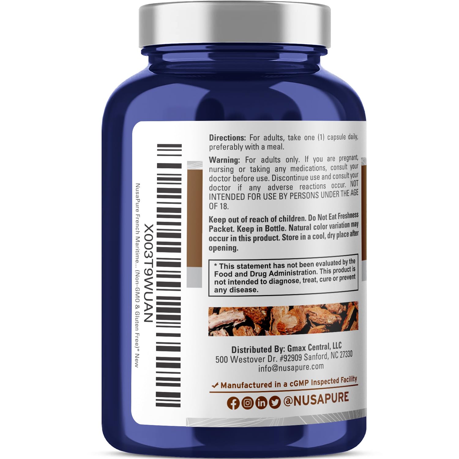 Foto 4 pulgar | Suplemento Nusapure Extracto de Corteza de Pino Marítimo Francés de 12000 mg - Venta Internacional