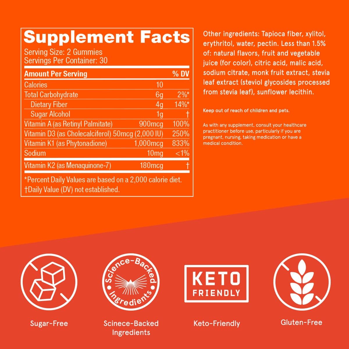 Foto 4 pulgar | Gomitas de Vitaminas  A+D+K Bulletproof sin Azúcar Naranja Fresa - Venta Internacional