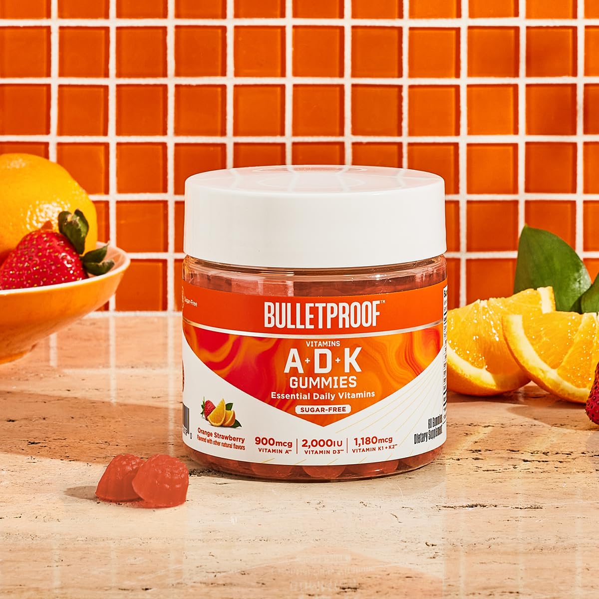 Foto 5 pulgar | Gomitas de Vitaminas  A+D+K Bulletproof sin Azúcar Naranja Fresa - Venta Internacional