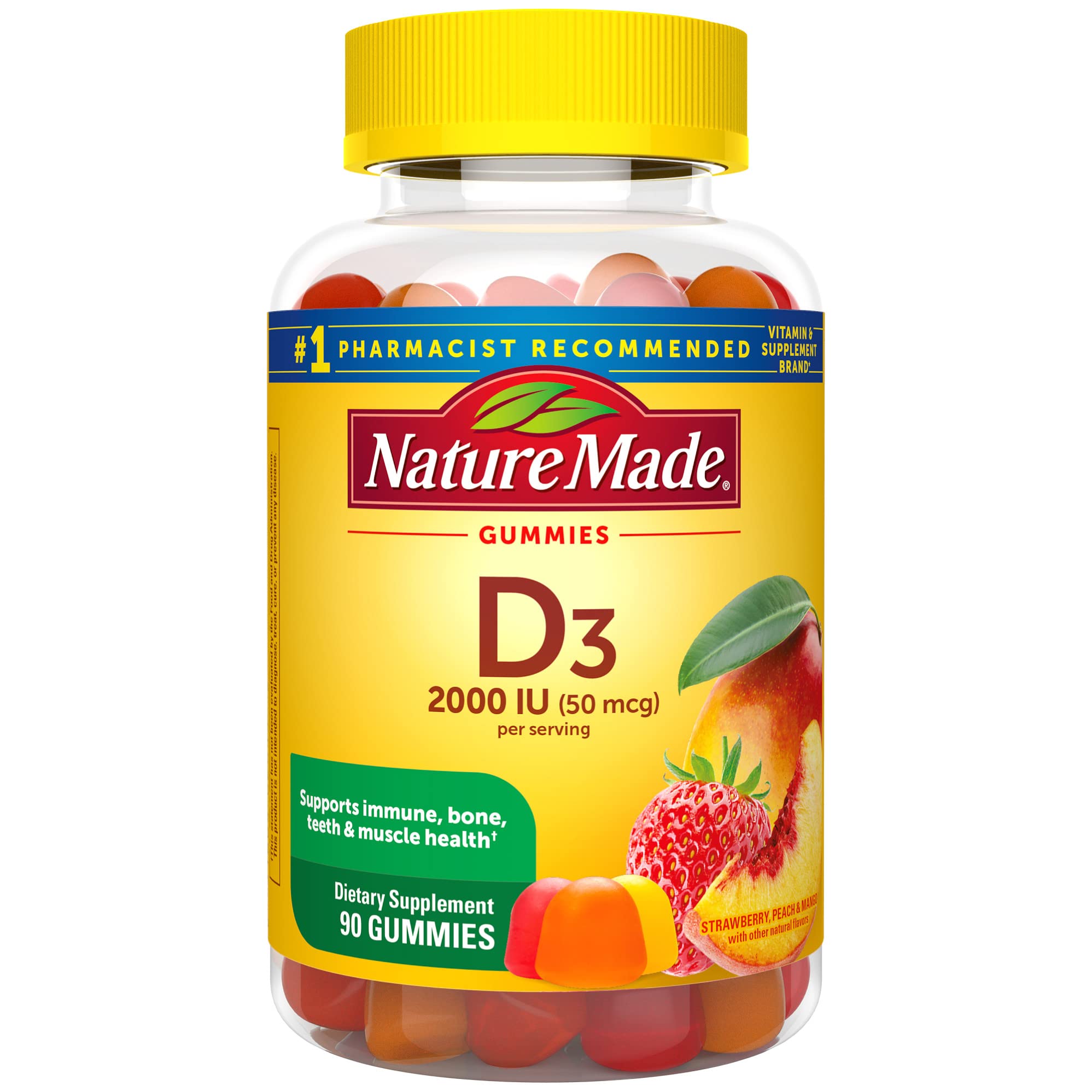 Foto 2 pulgar | Vitamina D3 de 2000 Ui 90 Gomitas de Nature Made - Venta Internacional