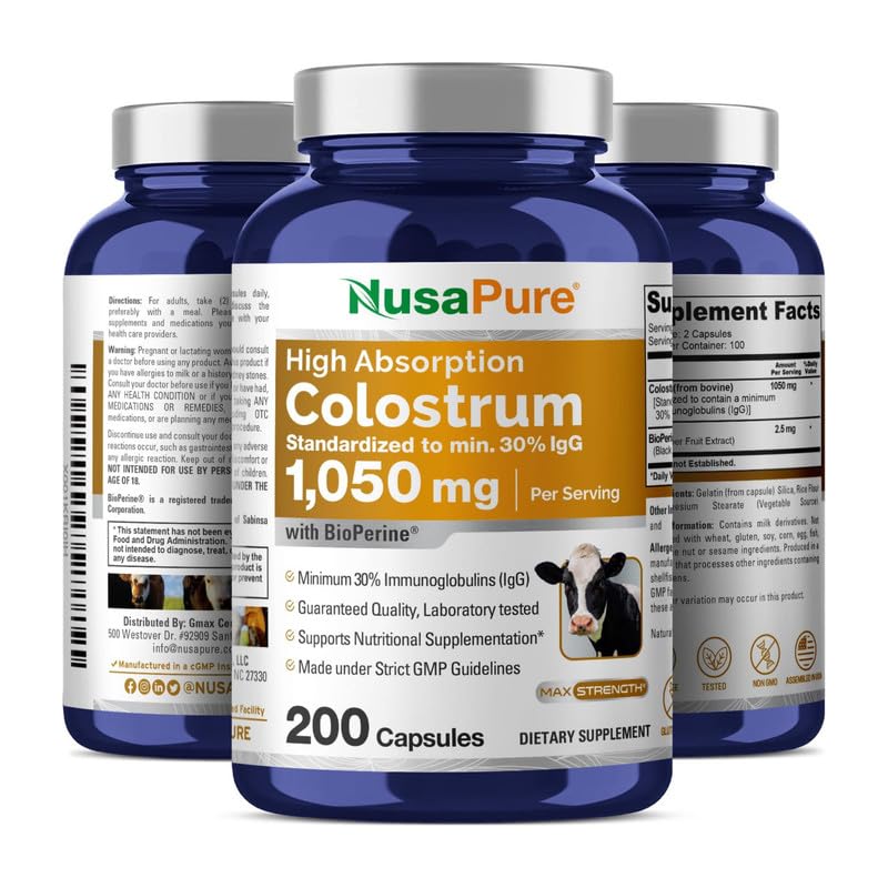 Foto 5 pulgar | Suplemento Nusapure Colostrum 1050 Mg 30% Igg 200 Cápsulas - Venta Internacional