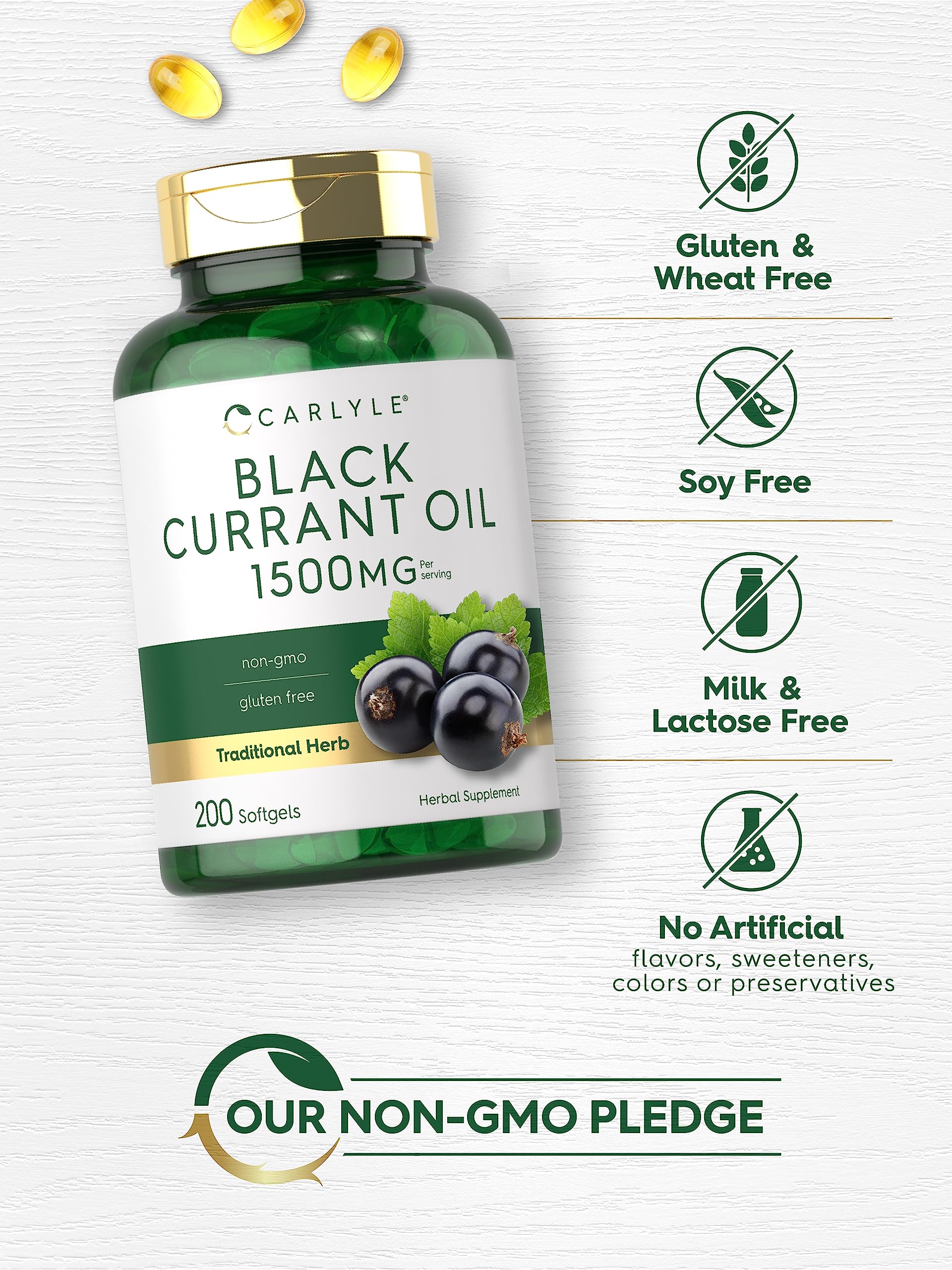 Foto 6 pulgar | Suplemento de Aceite De Grosella Negra Carlyle 1500 Mg 200 Unidades - Venta Internacional