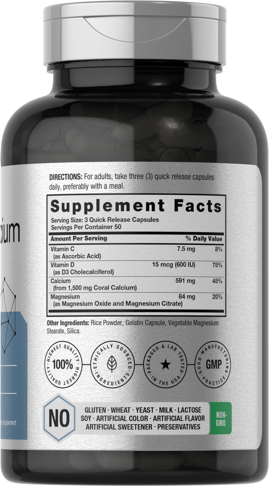 Foto 3 pulgar | Suplemento Horbäach Coral Calcium 1500 Mg 150 Cápsulas - Venta Internacional