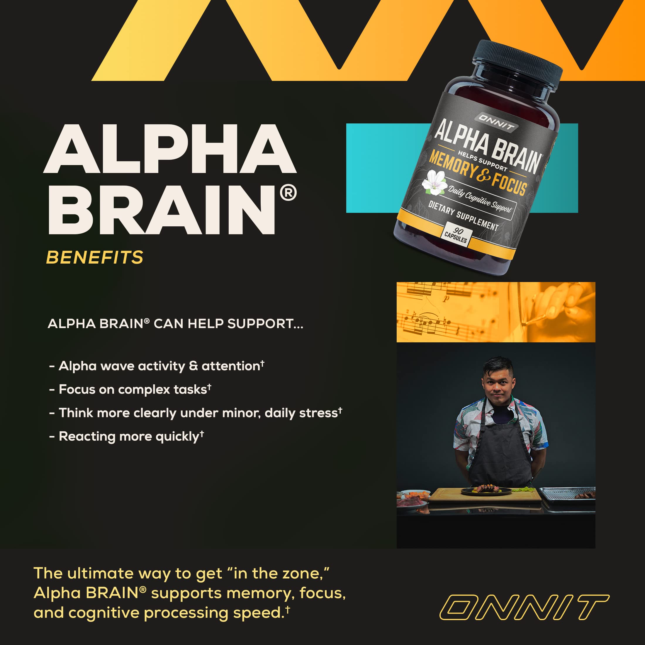 Foto 3 pulgar | Suplemento Nootrópico Premium Nootrópico Onnit Alpha Brain 90 Cápsulas - Venta Internacional