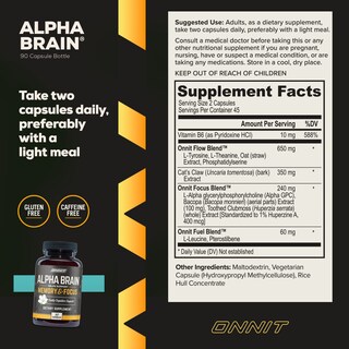 Foto 3 | Suplemento Nootrópico Premium Nootrópico Onnit Alpha Brain 90 Cápsulas - Venta Internacional