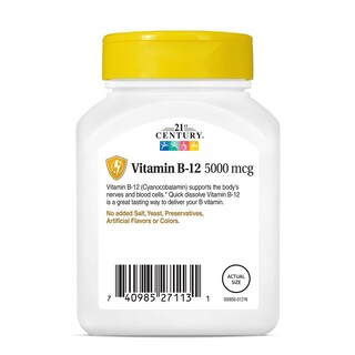 Foto 7 | Suplemento 21st Century B-12 De 5000 Mcg, 110 Tabletas De Cereza - Venta Internacional