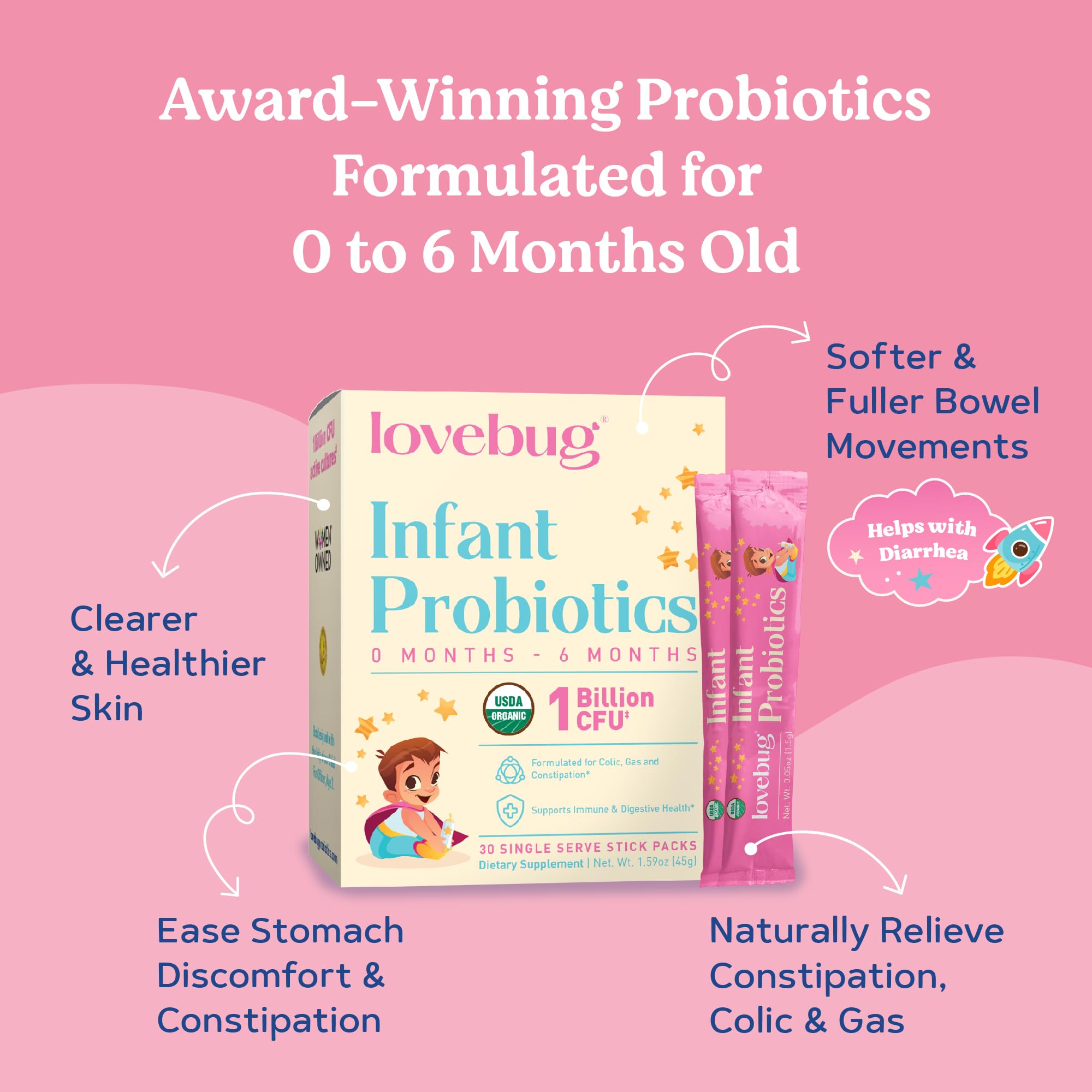 Foto 4 pulgar | Probiótico Lovebug Usda Organic para Bebés de 0 a 6 Meses - Venta Internacional