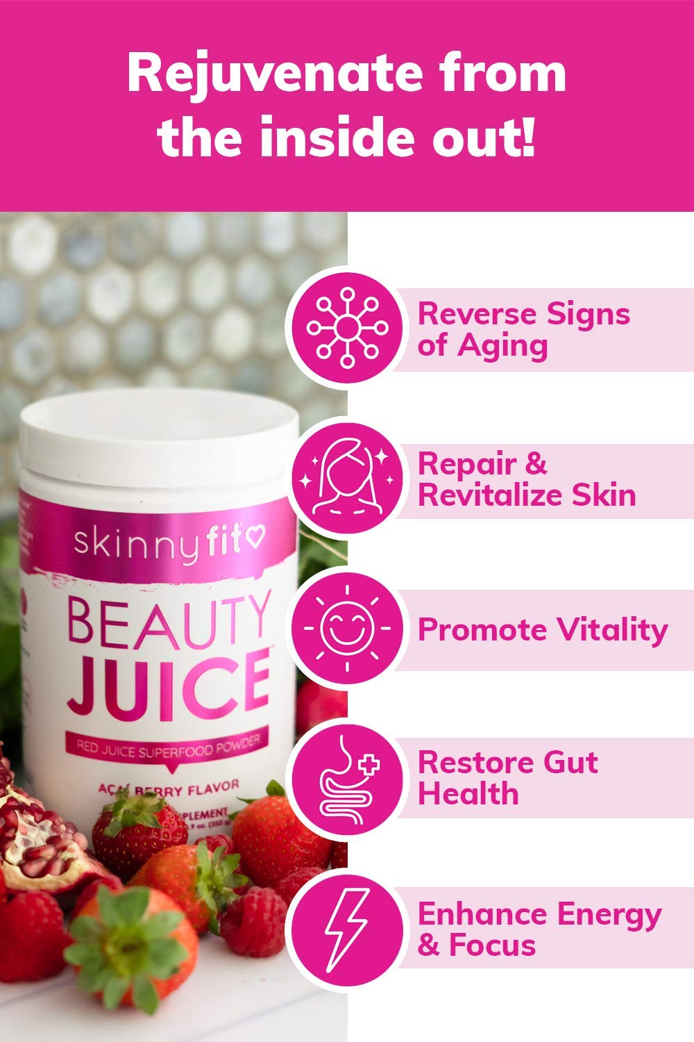 Foto 3 pulgar | Suplemento Skinnyfit Beauty Juice Red Superfood 30 Porciones - Venta Internacional