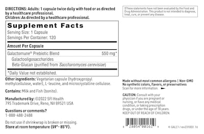 Foto 5 | Suplemento Prebiótico Galactomune Klaire Labs 120 Cápsulas - Venta Internacional
