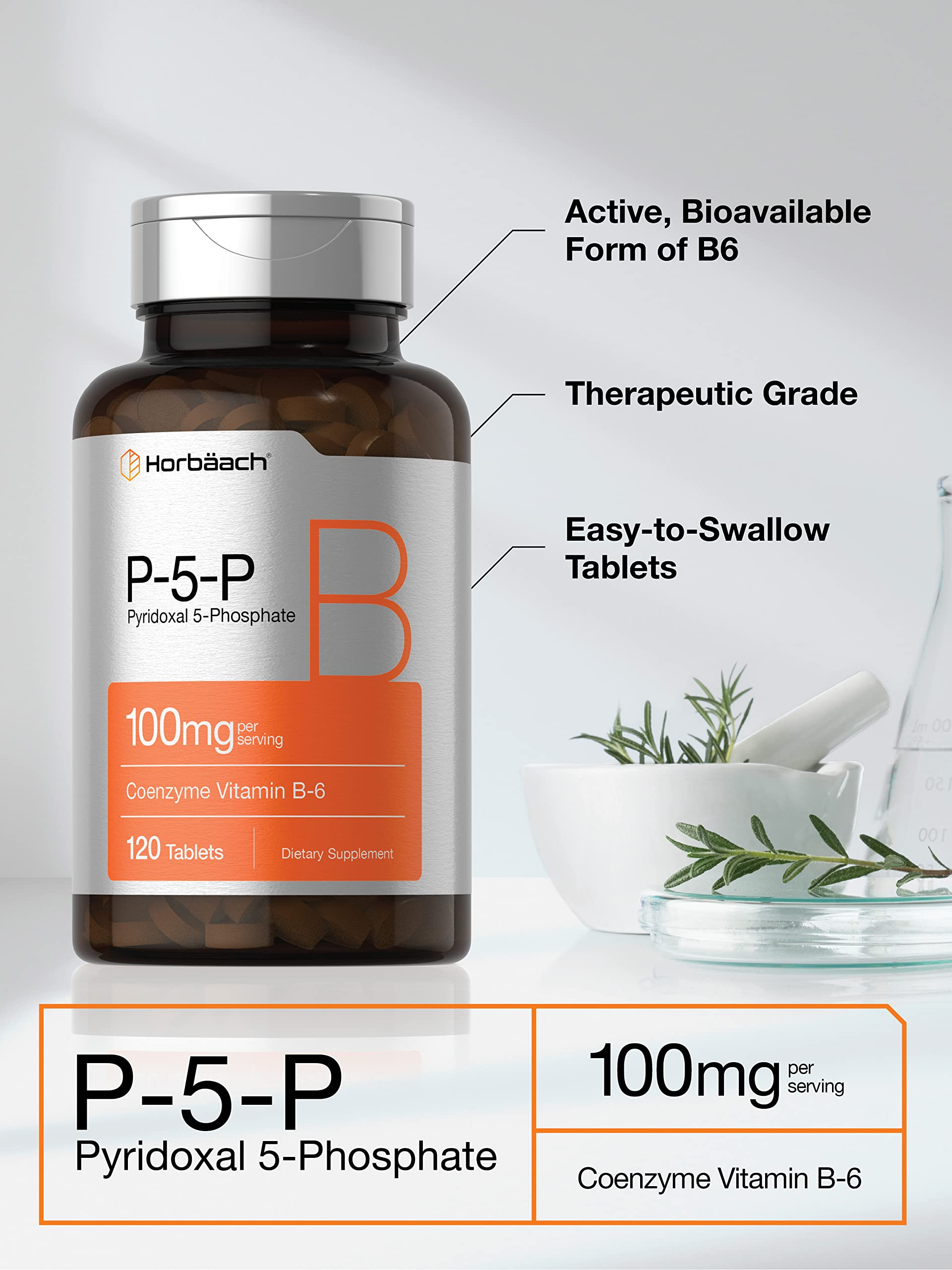 Foto 4 pulgar | Suplemento Horbäach P-5-p Vitamina B6 120 Comprimidos - Venta Internacional