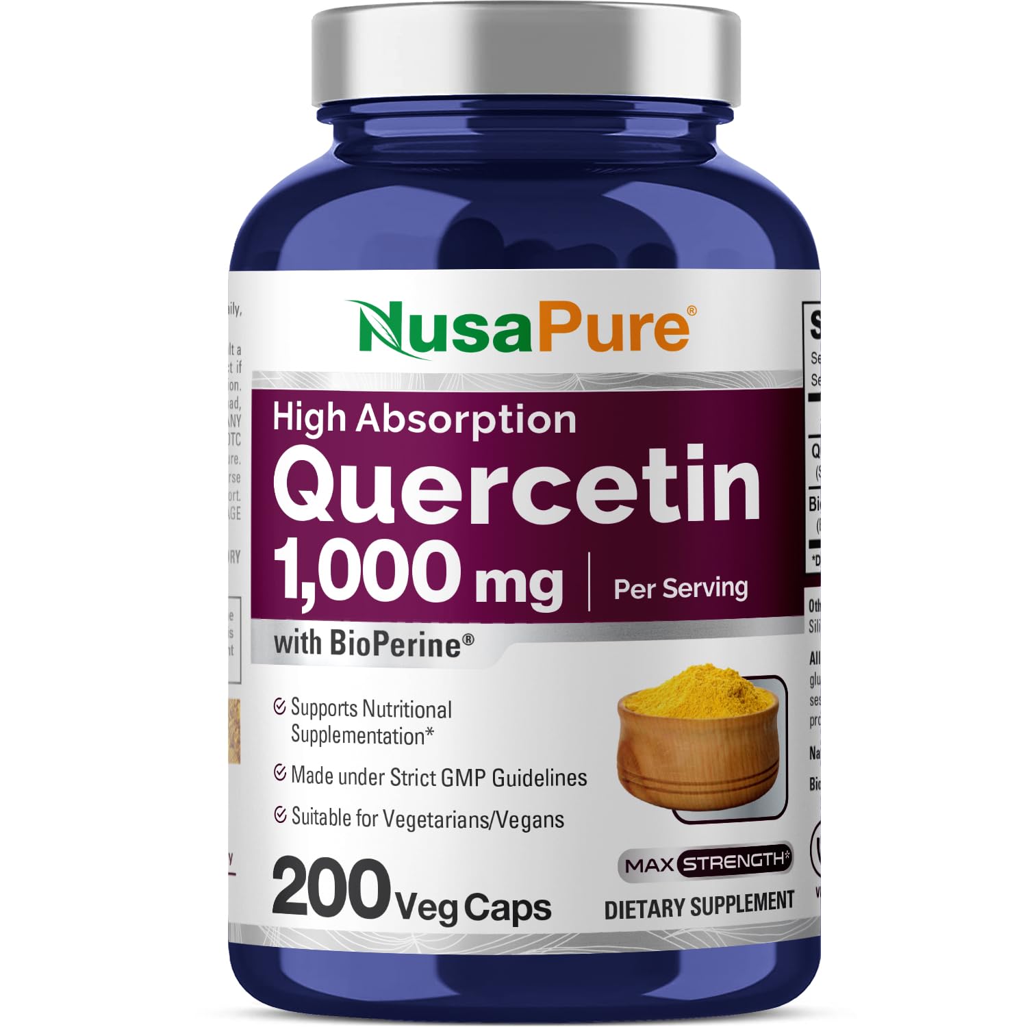 Foto 2 pulgar | Suplemento Nusapure Quercetin 200 Cápsulas Vegetarianas - Venta Internacional