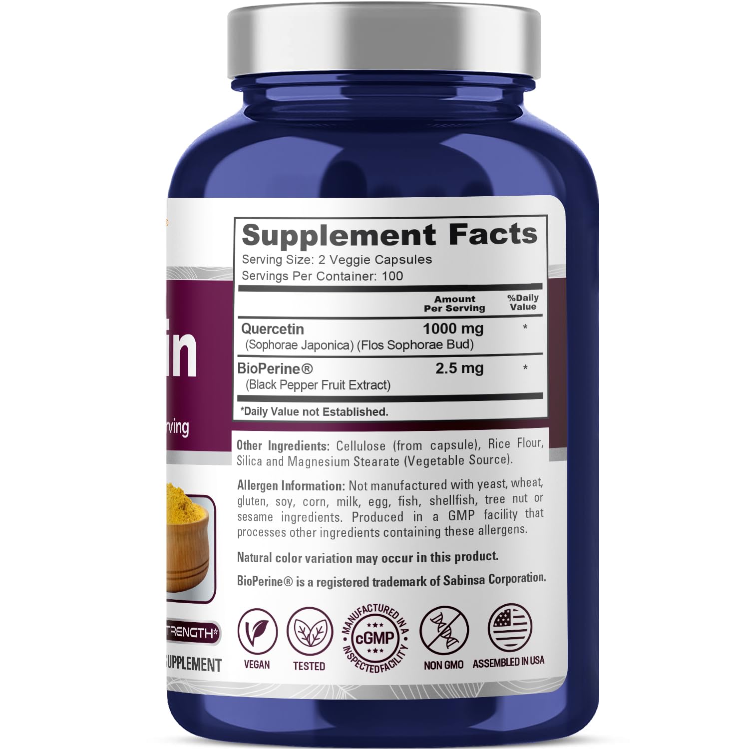 Foto 3 pulgar | Suplemento Nusapure Quercetin 200 Cápsulas Vegetarianas - Venta Internacional