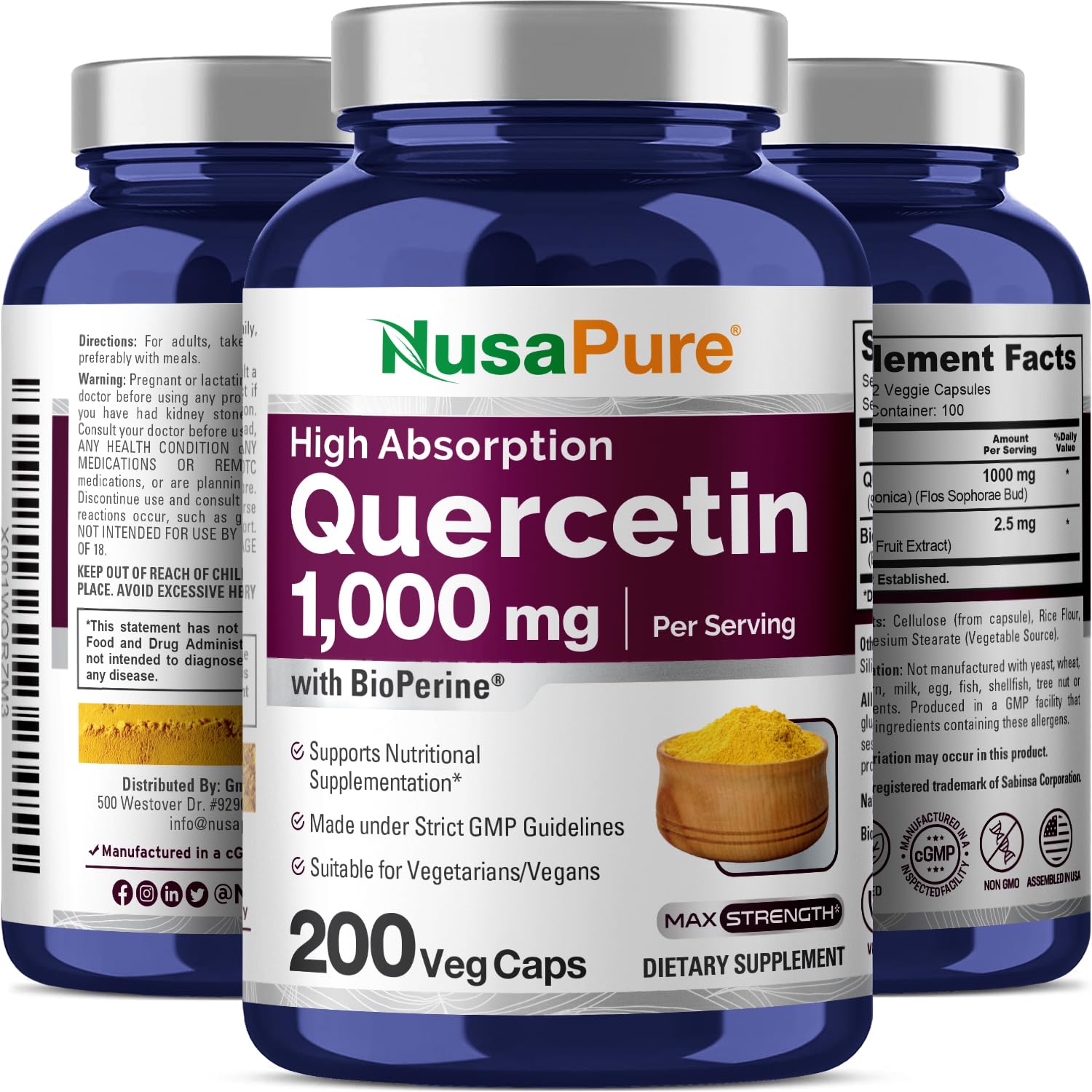 Foto 6 pulgar | Suplemento Nusapure Quercetin 200 Cápsulas Vegetarianas - Venta Internacional