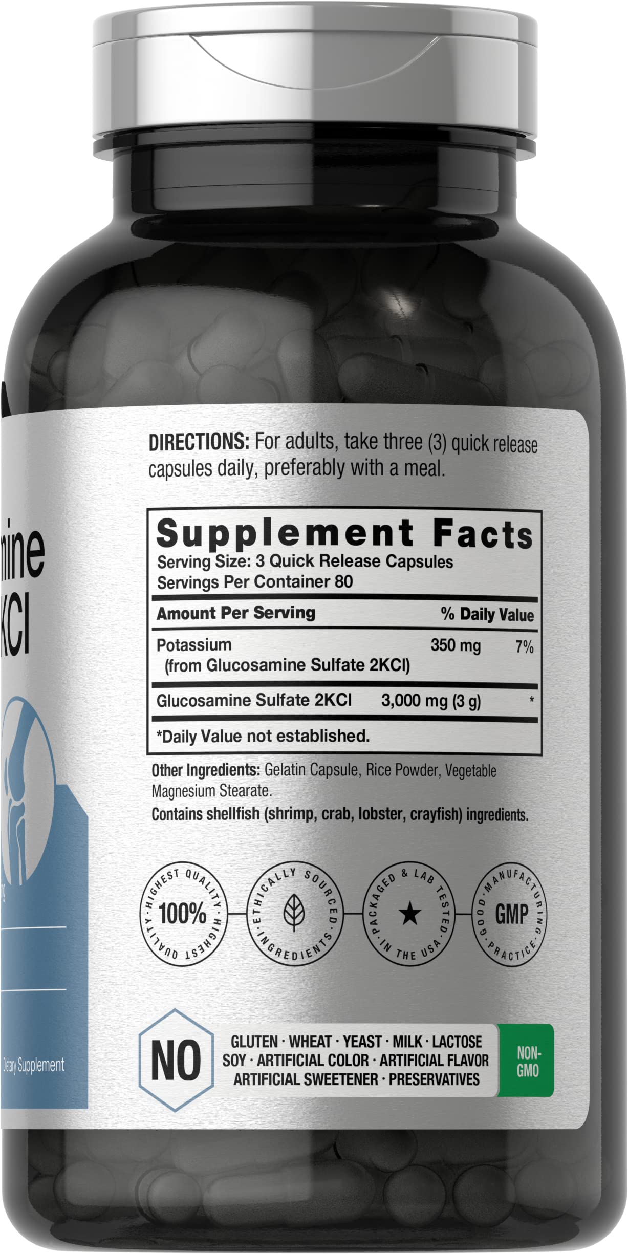 Foto 3 pulgar | Suplemento Horbäach Sulfato de Glucosamina 2kci 3000 mg 240 Cápsulas - Venta Internacional