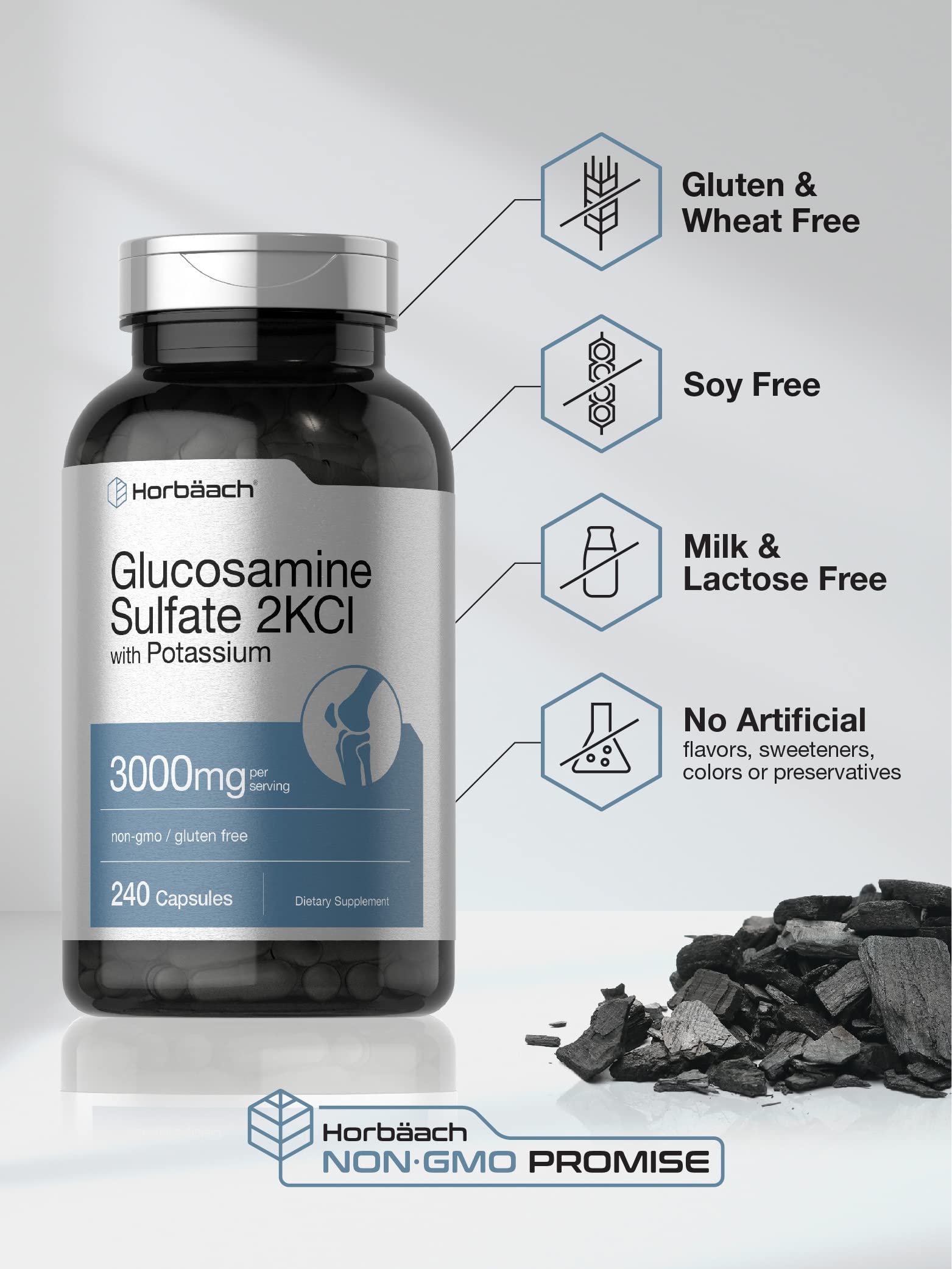 Foto 5 pulgar | Suplemento Horbäach Sulfato de Glucosamina 2kci 3000 mg 240 Cápsulas - Venta Internacional