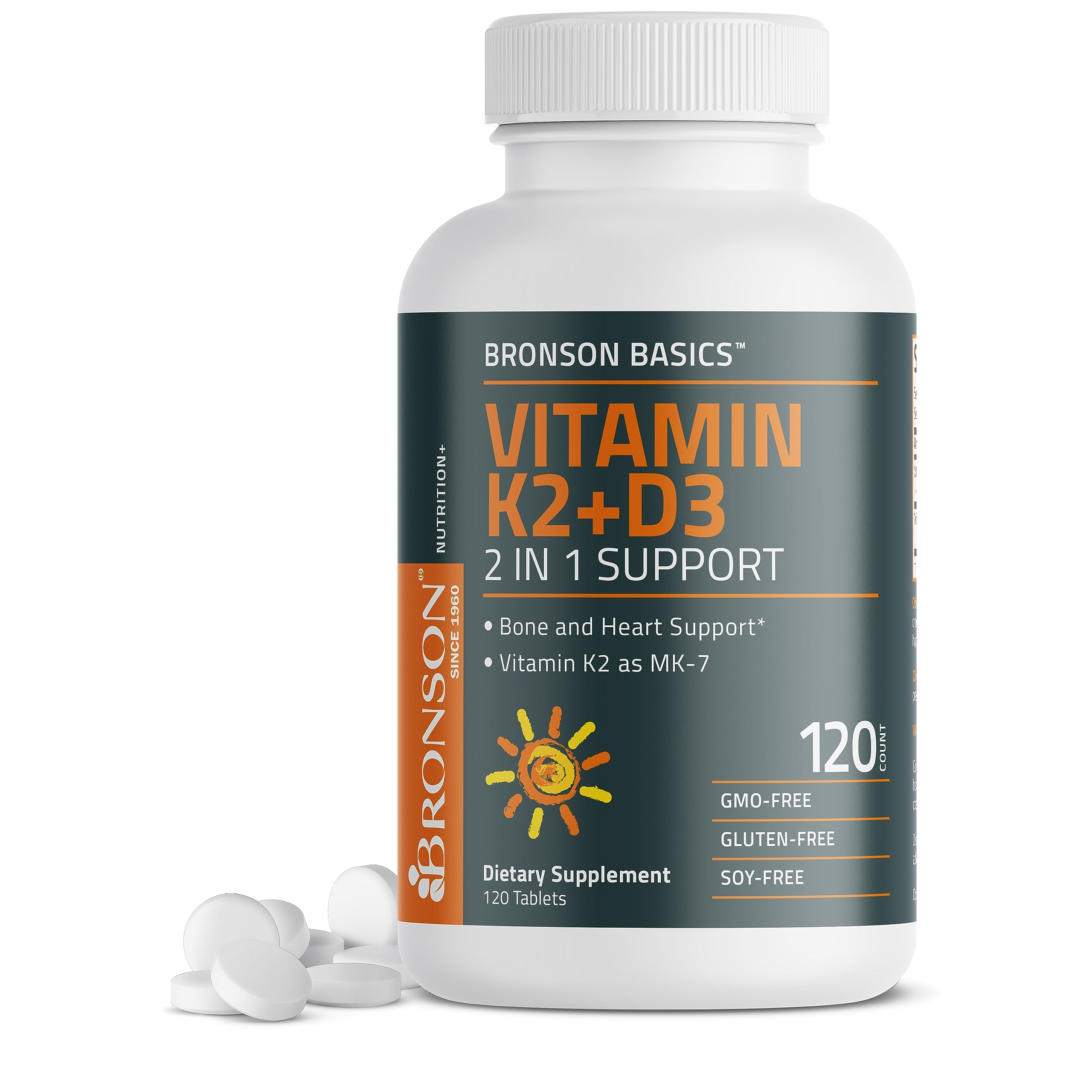 Foto 2 pulgar | Suplemento Bronson Basics de Vitamina K2 D3 5000 Ui/125 Mcg 120 Comprimidos - Venta Internacional
