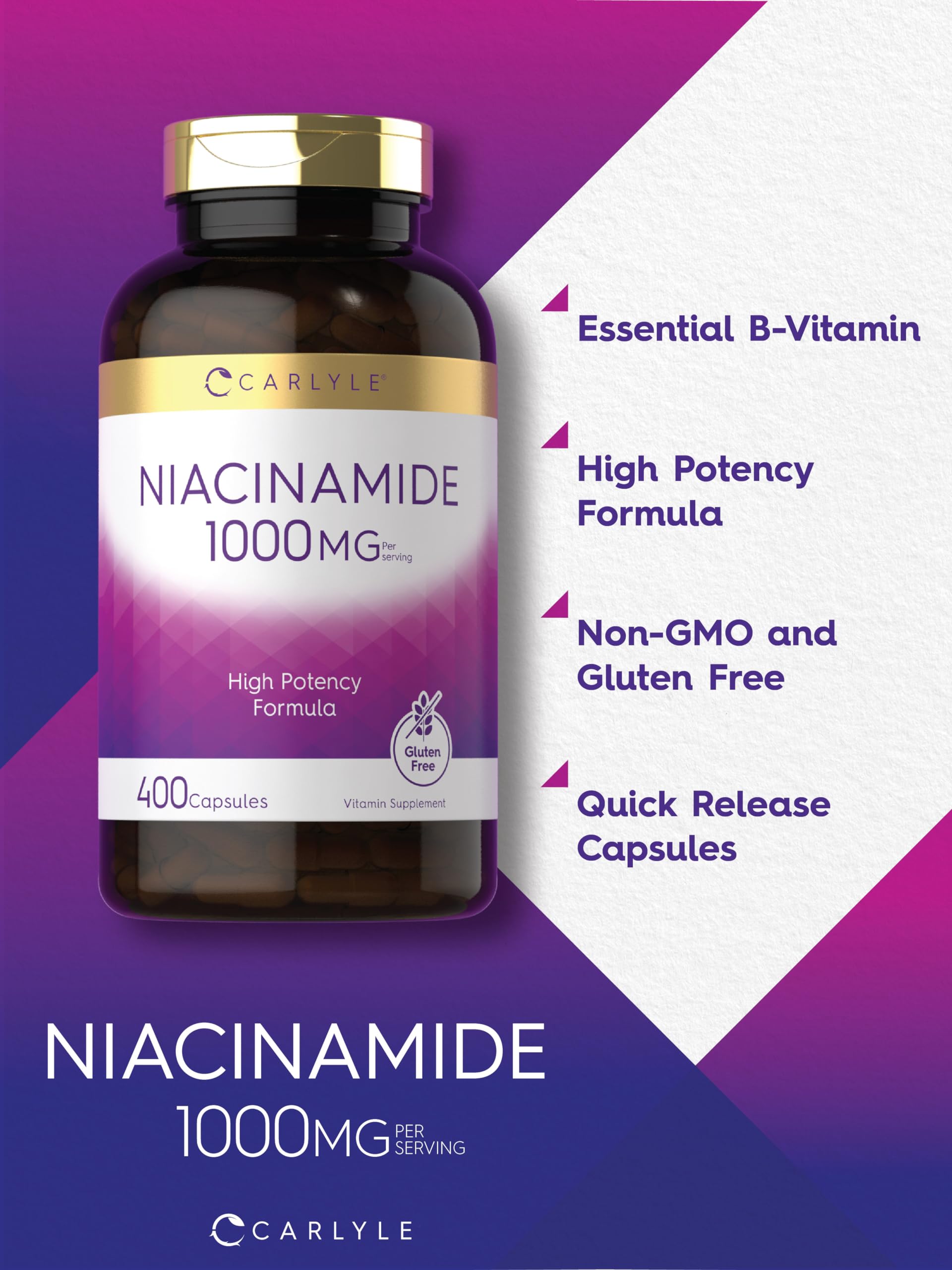 Foto 3 | Suplemento Carlyle Niacinamida 1000 Mg 400 Cápsulas - Venta Internacional